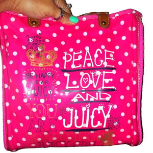 Juicy Couture Cotton Canvas Clear Plastic Coated Logo Top Handle Crossbody Bag